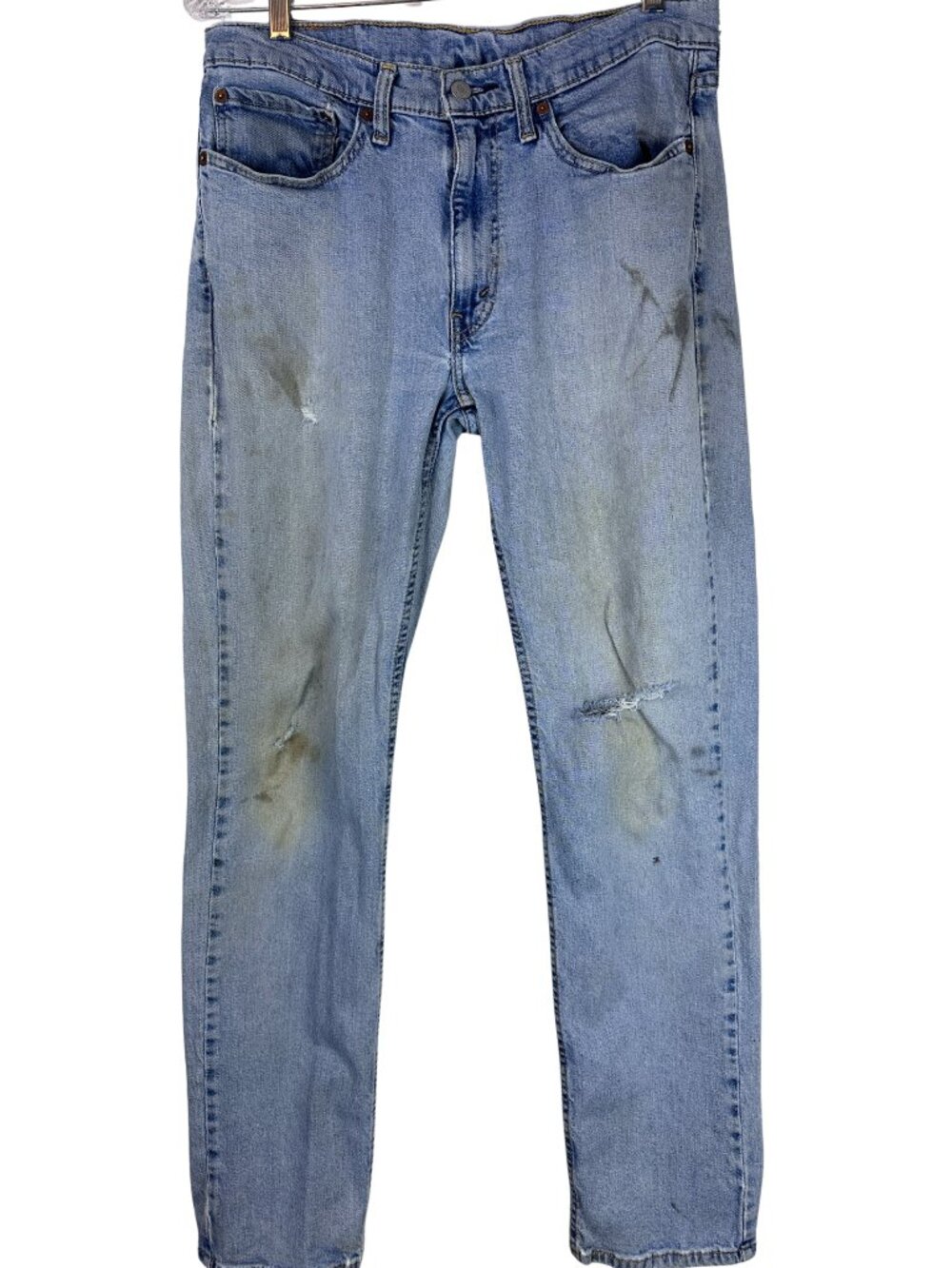 Levi’s 514 Straight Fit Jeans 34x34 Distressed Worn In Grunge Denim